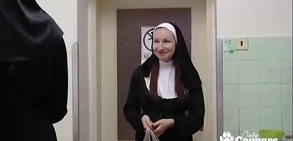  Two Horny Nuns Put A Carrot & Banana Inside Their Pussies